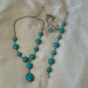 4 piece turquoise jewelry set